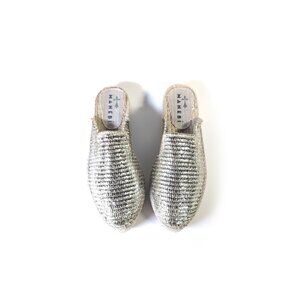 NEW Manebi Espadrilles Womens Size 38 |  Womens 7.5 US | Metallic Leather Mules